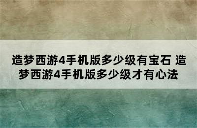 造梦西游4手机版多少级有宝石 造梦西游4手机版多少级才有心法